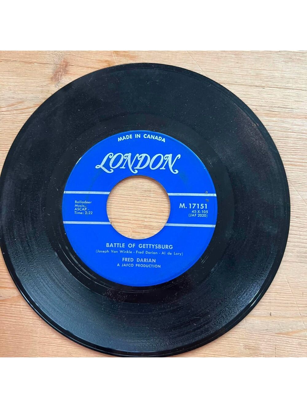 Fred Darian - Battle of Gettysburg/Legend of the Ghost Stage 45rpm VG+ R07